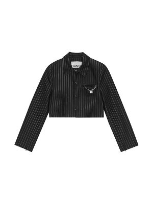 Ganni Striped Cropped Blazer