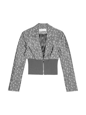 Ganni Jacquard Cropped Blazer