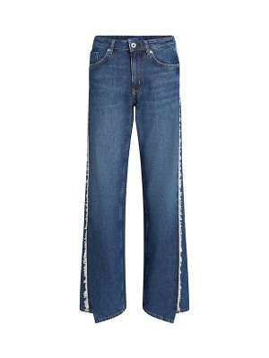 Karl Lagerfeld Logo-Patch Fringed Straight-Leg Jeans