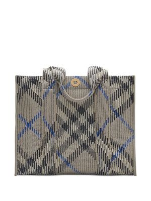 Burberry Small Check Knitted Tote Bag