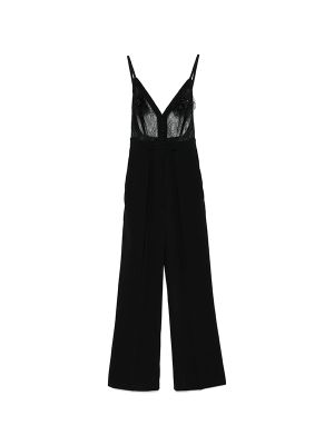 Elisabetta Franchi Floral-Embroidered Crepe Jumpsuit