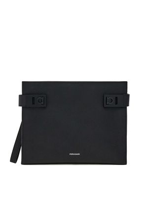 Ferragamo Gancini-Buckle Leather Clutch Bag