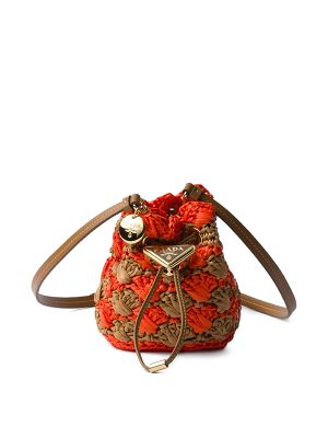Prada Mini Crochet-Knit Bucket Bag