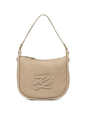 Karl Lagerfeld Monogram-Patch Grained-Leather Shoulder Bag
