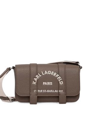 Karl Lagerfeld Logo-Embroidered Grained Shoulder Bag