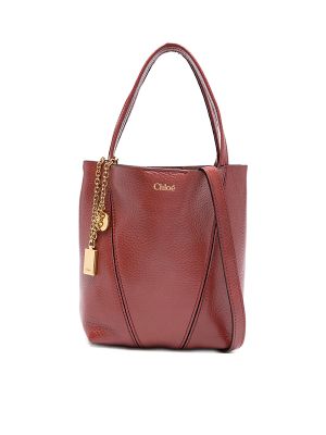 Chloe Small Spin Leather-Trimmed Chain-Detail Tote Bag