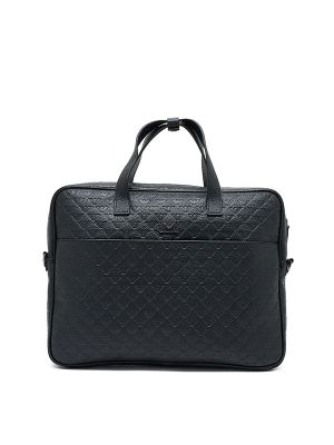 Emporio Armani Eagle-Motif Leather Briefcase