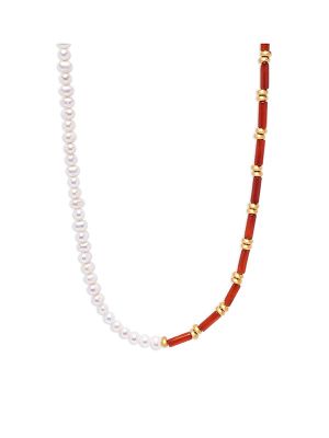 Nialaya Pearl Agate Choker Necklace