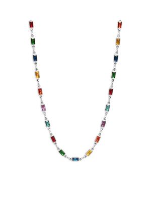 Nialaya Rectangle Stone Tennis Necklace