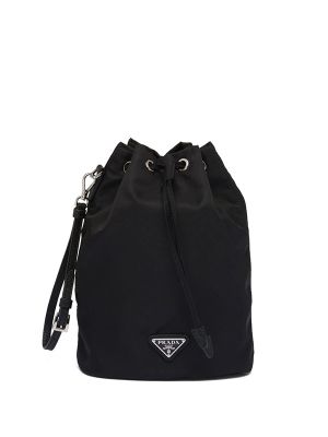 Prada Logo-Plaque Drawstring Pouch