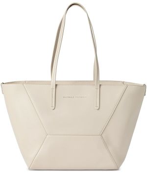 Brunello Cucinelli Geometric-Panel Leather Shoulder Bag