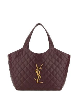 Saint Laurent Quilted Logo Leather Shopping Tote Bag
