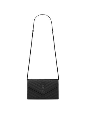 Saint Laurent Cassandre Chevron-Quilted Chain Clutch Bag