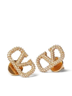 Valentino Garavani Vlogo Signature Earrings In Metal And Swarovski Crystals