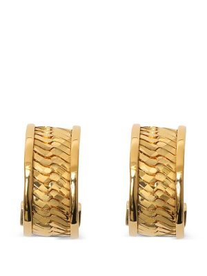 Burberry Engraved Check Hoop Earrings