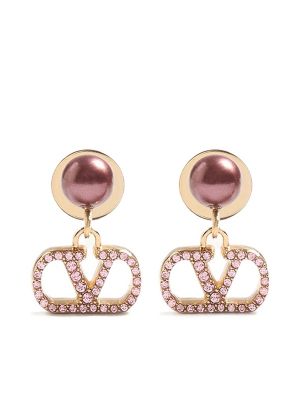 Valentino Garavani Vlogo Signature Earrings In Metal, Pearl And Swarovski Crystals