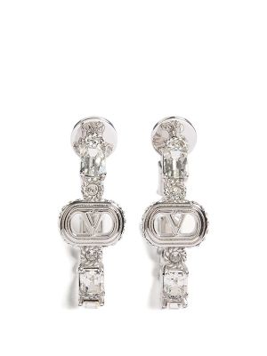 Valentino Garavani Oval Metal Earrings With Swarovski Crystals