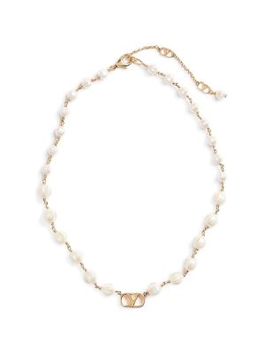 Valentino Garavani Vlogo Signature Necklace In Metal And Glass Beads