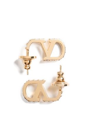 Valentino Garavani Vlogo Signature Metal And Swarovski Crystal Earrings