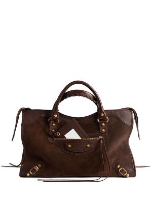 Balenciaga Le City BagMedium Suede-Panelled Tote Bag