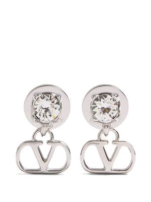 Valentino Garavani Vlogo Signature Earrings In Metal And Swarovski Crystals