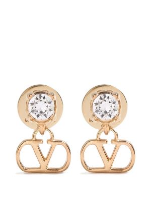 Valentino Garavani Vlogo Signature Earrings In Metal And Swarovski Crystals