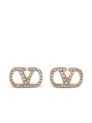 Valentino Garavani Vlogo Signature Earrings In Metal And Swarovski Crystals