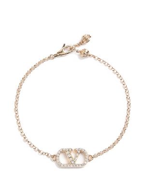 Valentino Garavani Vlogo Signature Bracelet In Metal And Swarovski Crystals