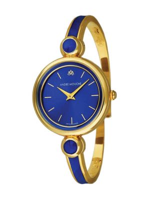 Andre Mouche Aria Blue Dial Gold Plated Watch