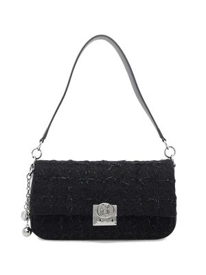 LIU JO Bouclé-Knit Logo-Plaque Shoulder Bag
