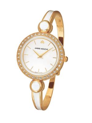 Andre Mouche Swarovski Crystal Gold Plated Watch