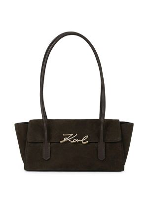 Karl Lagerfeld K/Signature Elongated Suede Shoulder Bag