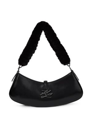 Karl Lagerfeld Small K/Autograph Drop Leather Shoulder Bag