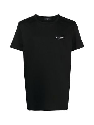 Balmain Flocked-Logo Cotton T-Shirt