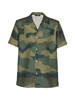 Balmain Camouflage Monogram Shantung Shirt