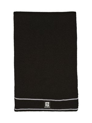 Balmain Logo-Patch Ribbed Scarf