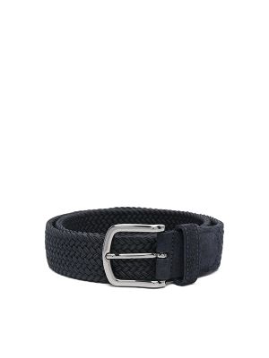 Boss Leather-Trim Woven Belt