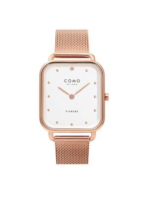 Como Milano Square Mesh Stainless Steel Watch With Diamond