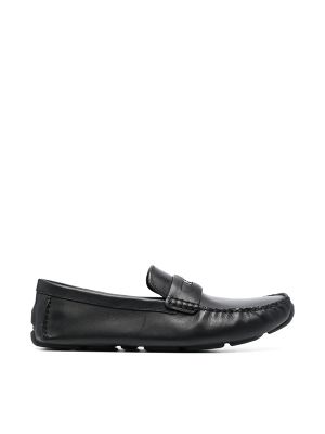 Coach Logo-Plaque Leather Loafers