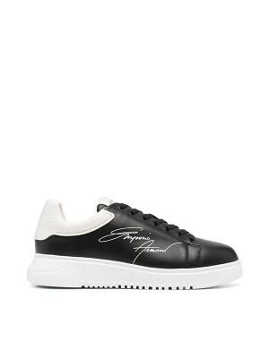 Emporio Armani Signature Logo-Print Leather Sneakers