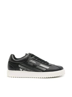 Emporio Armani Eagle-Print Leather Sneakers