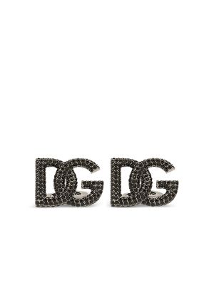 Dolce & Gabbana Logo-Plaque Crystal-Embellished Cufflinks