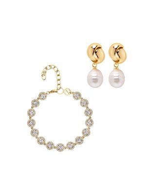 Nialaya Jewelry Gold Knot & Zirconia Elegance Set