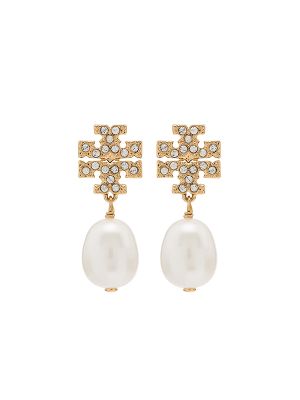 Tory Burch Kira Pavé Pearl Drop Earrings