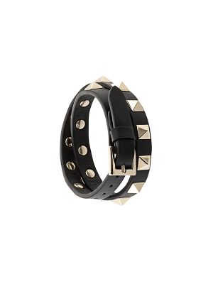 Valentino Garavani Rockstud Double-Strap Leather Bracelet